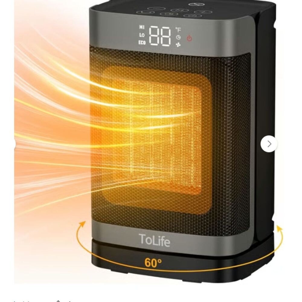 Space Heater Indoor With Remote, 1500W PTC Electric Heater